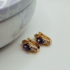 Rose Gold Filled and Amethyst Gemstone Earrings NWT